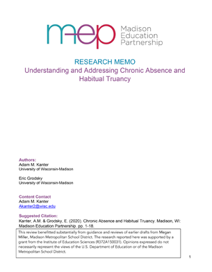 Understanding and Addressing Chronic Absence and Habitual Truancy memo cover.