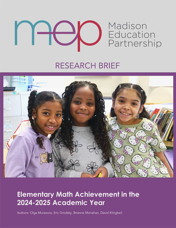 Elementary Math Achievement in the 2024-2025 Academic Year research brief cover.